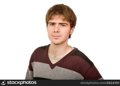 young man portrait, isolated on white background