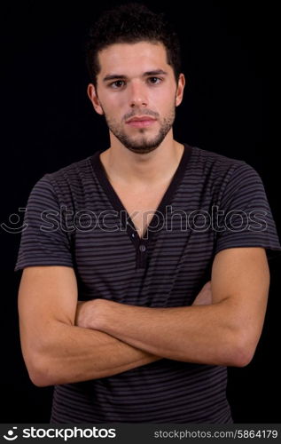 young man portrait, on a black background