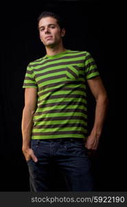 young man portrait, on a black background