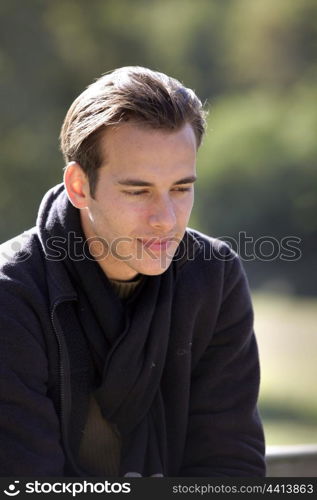 young man relaxing outdoors