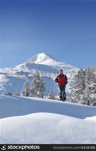 young man skiing
