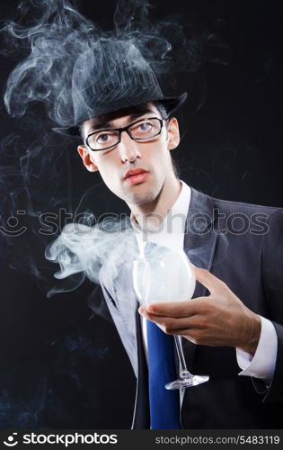 Young man smoking cigarette