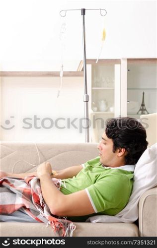 Young man suffering at home 