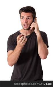 Young Man Talking On The Phone And Very Angry