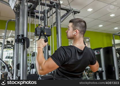 young man training gym