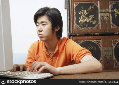 Young man using a computer