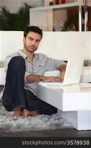 young man using computer