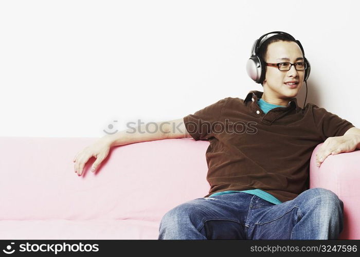 Young man wearing headphones