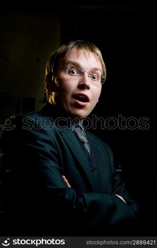 Young man with an astonished face