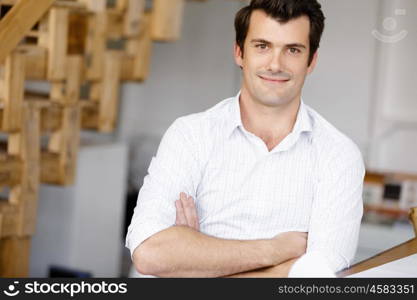 Young man with headphones. Portrait of young man with headphones