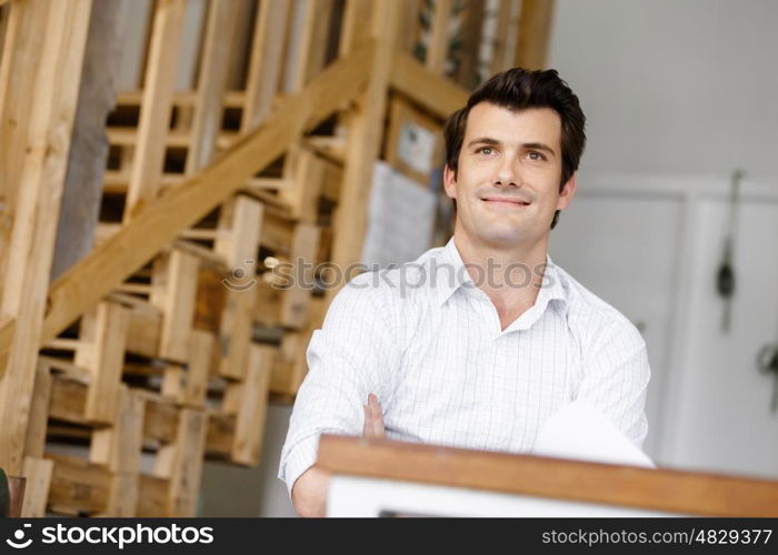 Young man with headphones. Portrait of young man with headphones