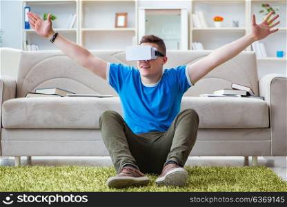 Young man with virtual glasses