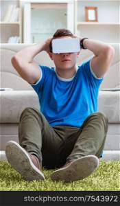 Young man with virtual glasses. The young man with virtual glasses