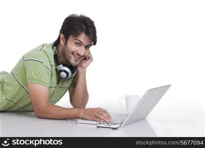 Young man working on laptop