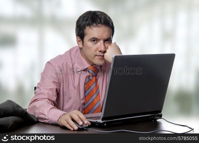 young man working with his personal computer