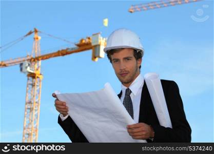 young manager in construction site