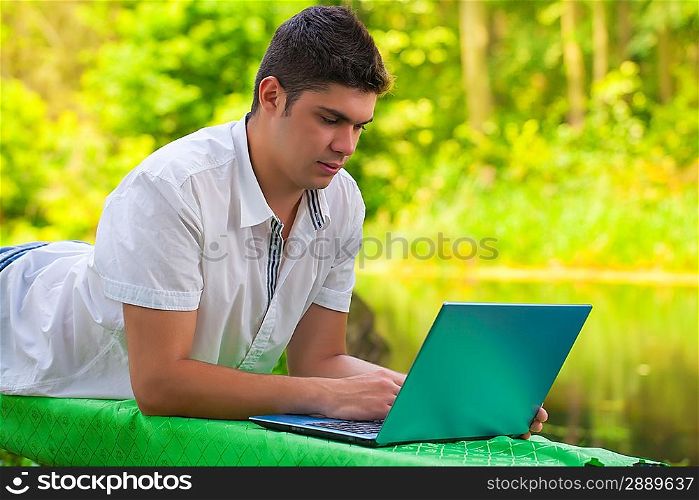 young men with laptop