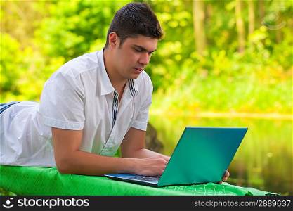 young men with laptop