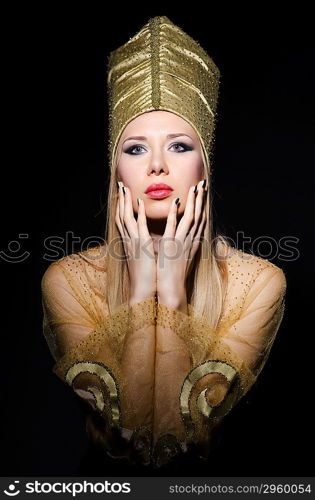 Young model in personification of egyptian beauty