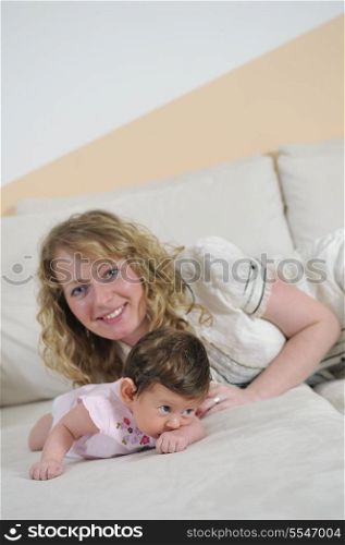 young mother and baby relaxing