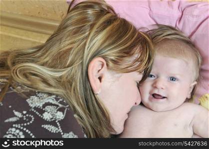 young mother and cute baby