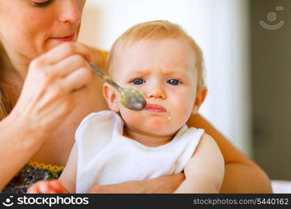 Young mother feeding adorable baby&#xA;