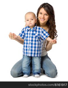 Young mother with her son isolated