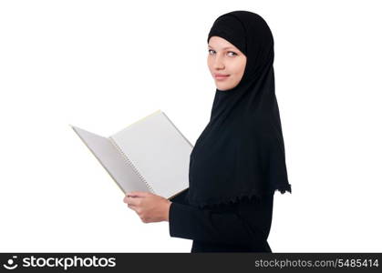 Young muslim female student with books