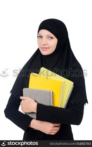 Young muslim female student with books