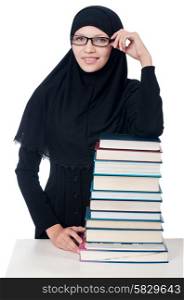 Young muslim female student with books