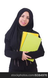 Young muslim female student with books