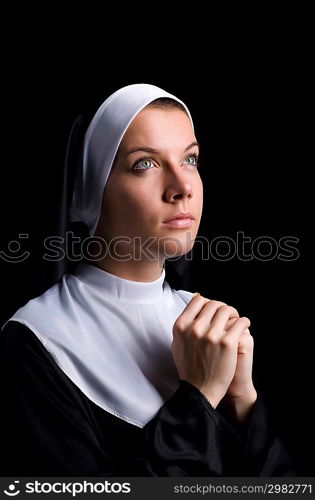 Young nun in religious concept