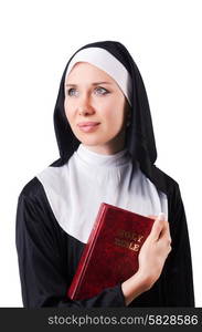 Young nun in religious concept