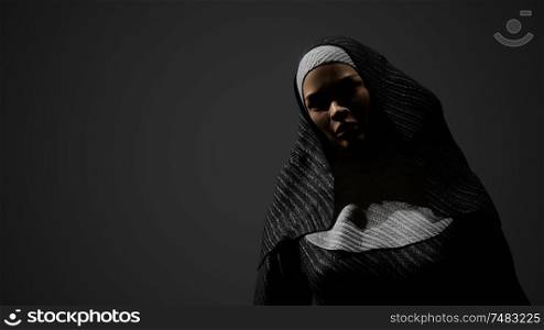 young nun in the dark