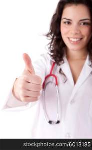 young nurse showing thumbs up