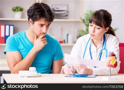 Young patient visiting doctor cardiologist . The young patient visiting doctor cardiologist 