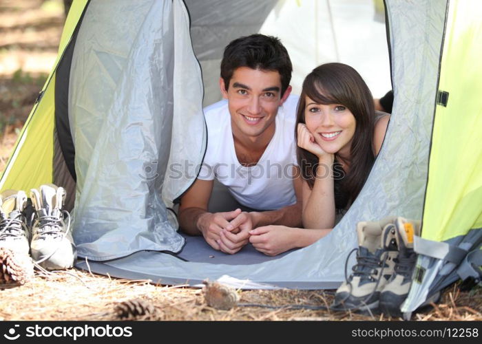 Young people camping