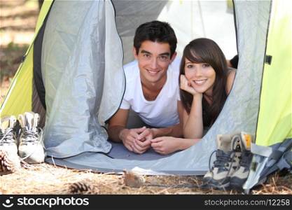 Young people camping