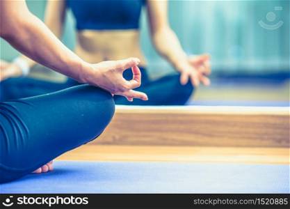 Young people do yoga indoors,In order to have good health