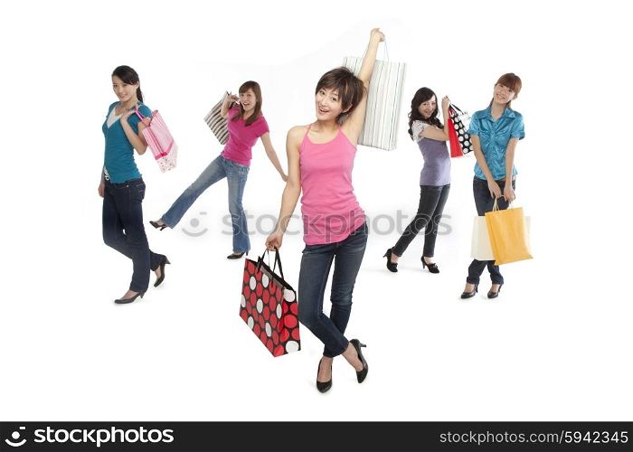 Young people excited about shopping