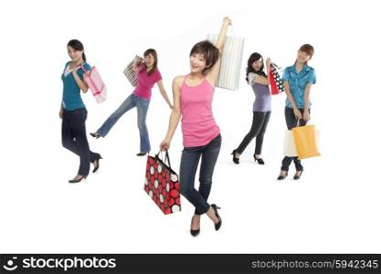Young people excited about shopping