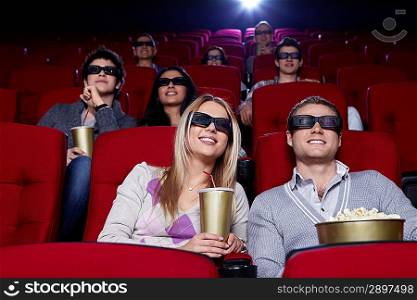 Young people in 3D cinema