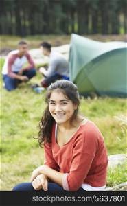 Young People On Camping Trip In Countryside
