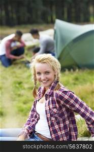 Young People On Camping Trip In Countryside