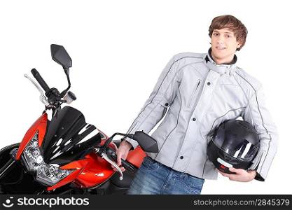 Young person with motorbike