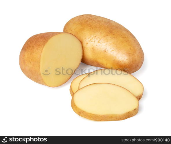 Young potato isolated on white background. Young potato