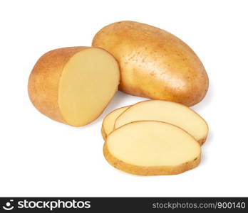 Young potato isolated on white background. Young potato