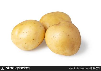 Young potato isolated on white background. Young potato