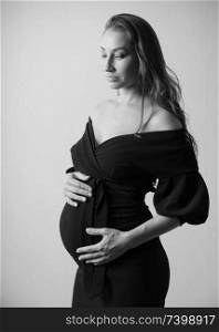 Young pregnant woman (monochrome version)