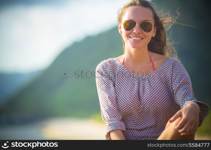 Young Pretty Girl Wearing Sunglasses Smiling